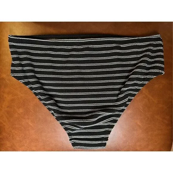 Kona Sol black and White Textured Boho Swim Bikini Bottom Size XL - Picture 4 of 4